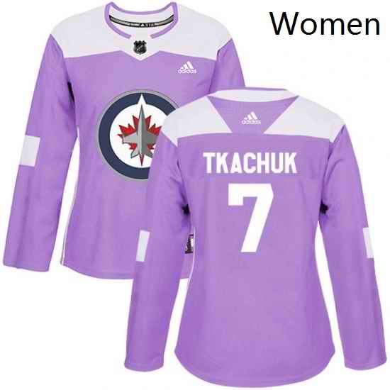 Womens Adidas Winnipeg Jets 7 Keith Tkachuk Authentic Purple Fights Cancer Practice NHL Jersey